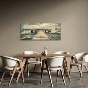 Obraz dreveného móla na mori (120x50 cm)
