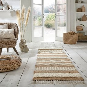 Flair Rugs, Behúň Jubilant Medina Jute Natural/Ivory, 60x230, béžová, obývacia izba