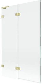 Mexen Lunar L, 2-krídlová vaňová zástena ľavá 110 x 150 cm, číre sklo, zlatá matná, 897L-110-100-55-00-L