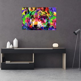 Obraz - Vlk s graffiti (90x60 cm)