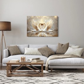 Obraz - Zlaté labute (90x60 cm)