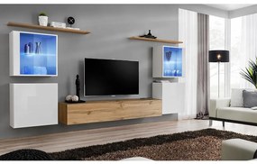 Obývacia stena Switch Sklo +LED XIV Biely/Wotan