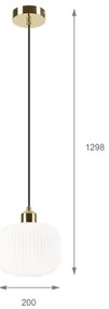 Luster na lanku HARMA 1xE27/15W/230V pr. 20 cm biela/zlatá