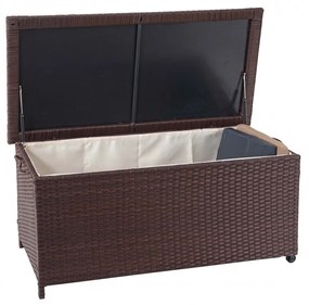 Polyratanový záhradný úložný box HWC-D88 - prémiová hnedá, 51x100x50cm 170l