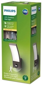 Philips-LED Vonkajšie nástenné svietidlo so senzorom SPLAY LED/12W/230V 2700K IP44
