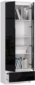 Uzavretý regál R60 2D 1SZ CLP biely / čierny lesk