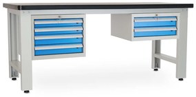 Dielenský stôl Solid MDF-42, 210 cm, 2 závesné boxy, čierna