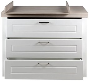 Biela nízka detská komoda v dekore brestu s prebaľovacím pultom 120x98 cm Felicia – Roba