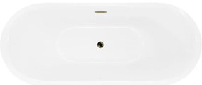 Mexen Lotos, voľne stojaca vaňa 150 x 75 cm, biela, zlatý lesklý prepad, 52051507700-50