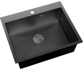 Mexen Solix, 1-komorový nerezový drez 600 x 500 mm, čierna, vzor voština, 6408601000-70HC