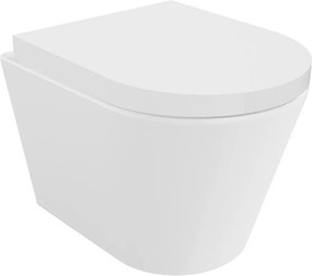Mexen Rico, závesná WC misa 490x360x370 mm, Rimless Tornádo + WC sedadlo z duroplastu, biela lesklá, 30720200T