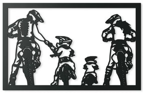 drevko Obraz na stenu Motorkárska rodinka Rozmer obrazu: 41 x 65 cm, Farba dekorácie: Čierna