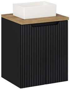 Závěsná skříňka Nova Black Gaja II s deskou a umyvadlem 50 cm černá/dub evoke