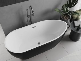 Mexen Eos, voľne stojaca vaňa 150 x 75 cm, biela-čierna, grafitový prepad, 52471507575-66