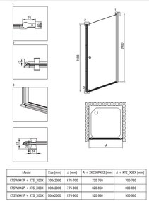 Deante Kerria Plus, 1-krídlové sprchové dvere 80x200 cm, 6mm číre sklo, čierny profil, DEA-KTSWN42P