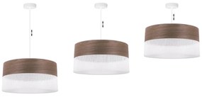 Závesné svietidlo Wood, 1x hnedá orechová dýha/biele PVC tienidlo, (fi 44cm)