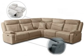 Kožená sedacia súprava CONTINENTAL rohová s funkciou relax, elektrické, cappuccino (cappuccino 313)