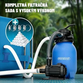 Piesková filtrácia k bazénu AQUA s filtračnými guľôčkami, 5 000 l/h, modrá Monzana