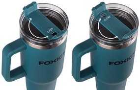Foxigy Termohrnček do auta so slamkou 1200 ml Navy Blue