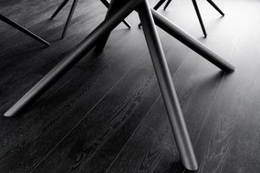 Jedálenský stôl MIKADO 120-160 cm okrúhly rozkladací mramorový vzhľad biely keramický tvrdené sklo