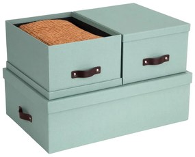 Kartónové úložné boxy s vekom v mentolovej farbe v súprave 3 ks 31x47x15 cm Inge – Bigso Box of Sweden