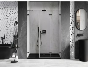 Mexen Lunar-F, pravé sklápacie sprchové dvere 150 cm, 8mm číre sklo, brúsený grafit profil, 836S-150-050-66-00-P