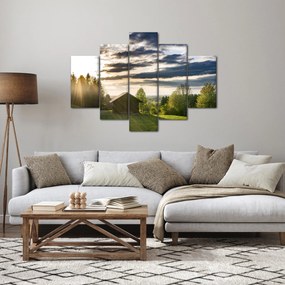 Obraz chaty na lúke (150x105 cm)