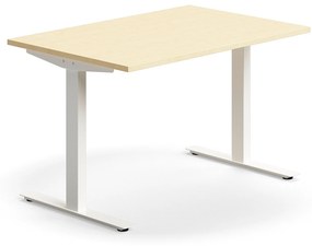 Kancelársky stôl QBUS, rovný, 1200x800 mm, T-rám, biely rám, breza