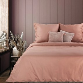 Romantická posteľná bielizeň AVINION z bavlny s ozdobným okrajom a lemovaním na vankúšoch v ružovej farbe
