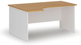 Rohový kancelársky písací stôl PRIMO WHITE, 160x120 cm, ľavý, biela/buk