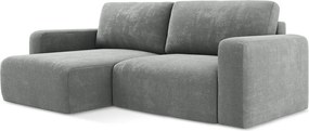 Sivá ženilková rozkladacia/s úložným priestorom rohová pohovka (ľavý roh/s leňoškou) Kona – Makamii
