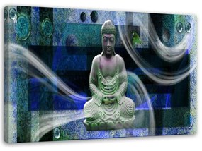 Obraz na plátně Buddha Feng Shui modrý - 100x70 cm