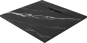 Rea Bazalt Carrara, SMC sprchová vanička 90x90, čierna-kamenný vzor, REA-K7003