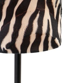 Moderná stolná lampa čierna so zebra tienidlom 25 cm - Simplo