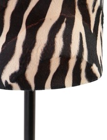 Moderná stolná lampa čierna s tienidlom zebra 25 cm - Simplo