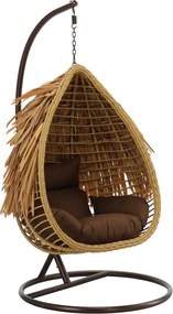 CH AZTEC ZÁVESNÁ STOLIČKA – PRÍRODNÁ, HNEDÝ VANKÚŠ, HNEDÝ RÁM