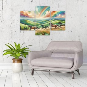 Obraz – Kone cválajúce krajinou (90x60 cm)