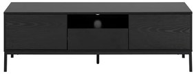 Čierny TV stolík v dekore jaseňa 140x45 cm Seaford – Actona