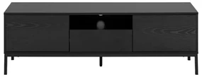 Čierny TV stolík v dekore jaseňa 140x45 cm Seaford – Actona