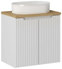 Závěsná skříňka Nova White Beyond s deskou a umyvadlem 60 cm bílá/dub evoke
