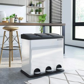 Odpadkový kôš 3 x 18 l strieborno-čierny