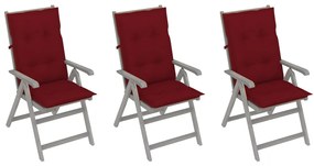Záhradné sklápacie stoličky 3 ks s podložkami akáciový masív 3064752