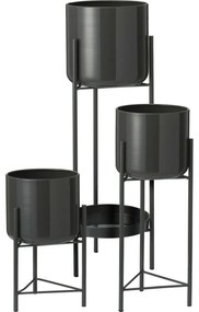 Súprava kovových stojanov na kvety Malvaro čierna, 3 ks