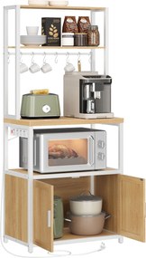 VASAGLE kuchynská polica s integrovanou zásuvkou 40×60×170 cm, dub-biela