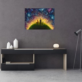 Sklenený obraz - Malý princ a líška (70x50 cm)