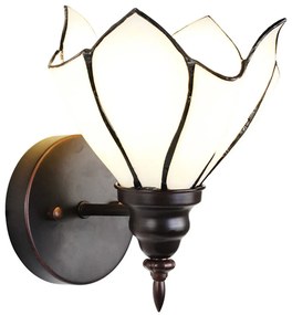 Biela nástenná Tiffany lampa v tvare kvetu Folwia - 23*17*19 cm E27/max 1*40W