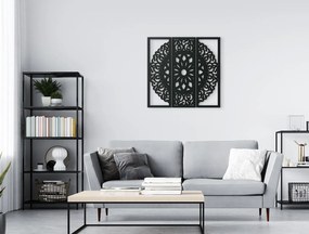 drevko 3-dielna drevená mandala Symetria Rozmer obrazu: 44,5 x 46 cm, Farba dekorácie: Čierna