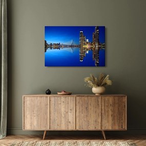 Obraz - nočný Rotterdam (90x60 cm)
