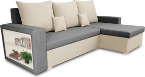 Rohová sedacia súprava s funkciou spania SAMI Světle šedá/krémová