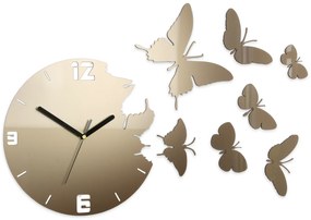 3D nalepovacie hodiny Butterfly metallic tortora